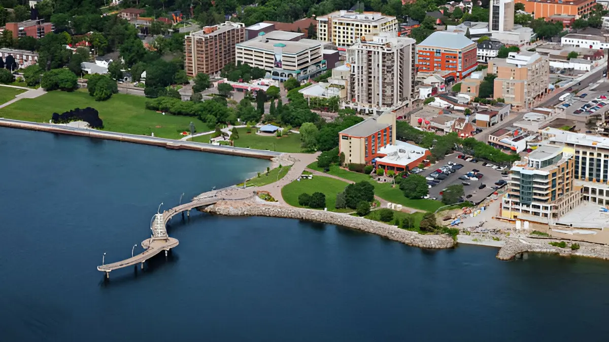 Aerial-view-of-Burlington-city-with-Brant-Street-Pier-and-Ontario-Lake-Toronto-Ontario-Canada